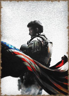 Soldier with American Flag