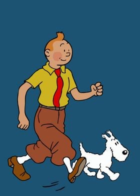 Tintin and Snowy Running