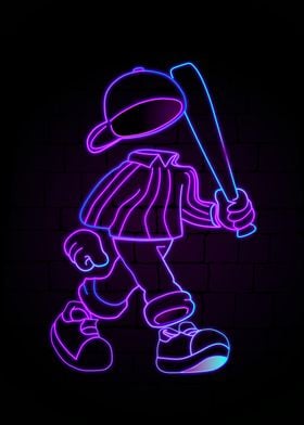 Neon Baseball Player