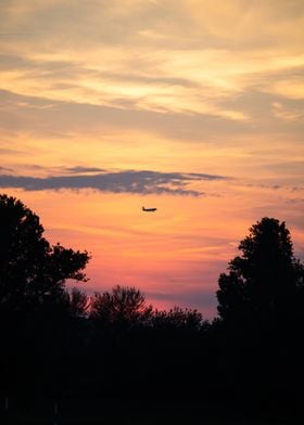 Sunset with Airplane