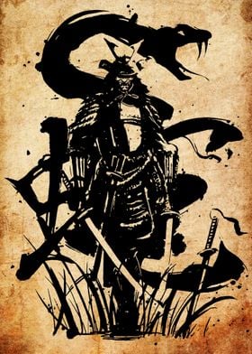 Samurai Warrior Ink Art