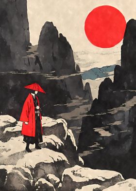 Samurai in Mountain Landscape