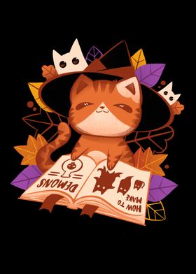 Witch Cat Reading Spellbook