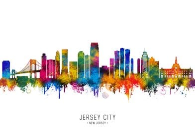 Jersey City Skyline Watercolor