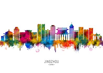 Jingzhou Cityscape Watercolor