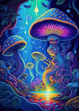 Psychedelic Mushroom Forest