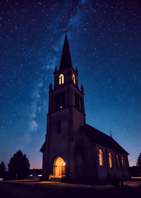 Church Under Starry Sky