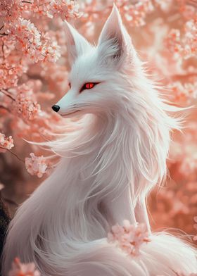 White Fox with Red Eyes