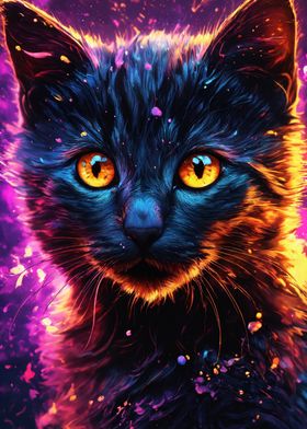 Neon Cat Portrait