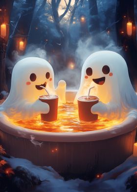 Ghosts drinking coffee