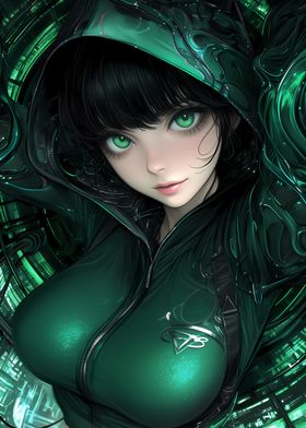 Green-Eyed Anime Girl