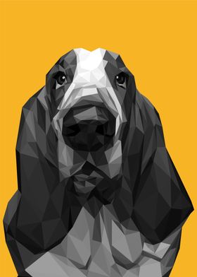 Basset Hound Low Poly Art