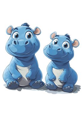 Cute Bluey Happy Hippos