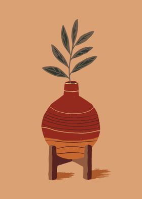 Clay Vase with Plant