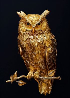 Golden Owl Sculpture