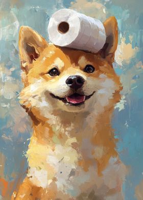 Shiba Inu with Toilet Paper