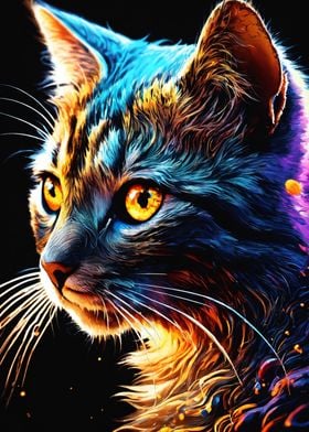 Neon Cat Portrait