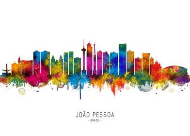 Joao Pessoa Skyline Watercolor