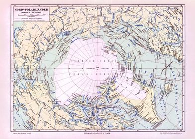 Poster North Polar Region | Vintage Map North Pole