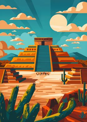 Aztec Pyramid Illustration Teotihuacan