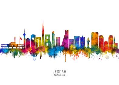 Jeddah Skyline Watercolor