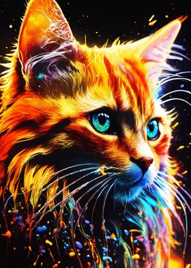 Colorful Cat Portrait