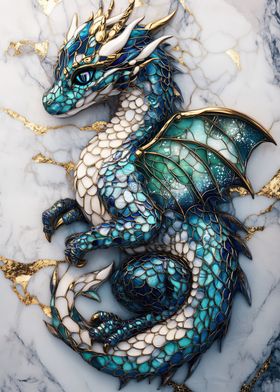 Blue Dragon on Marble