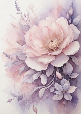 Pink watercolor flower arrangement