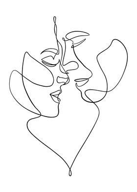 One Line Couple Portrait