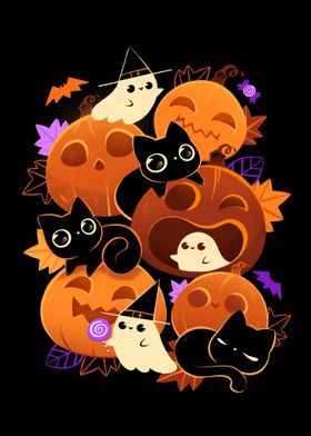 Halloween Cats & Ghosts