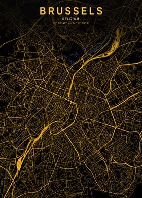 Brussels Golden City Map