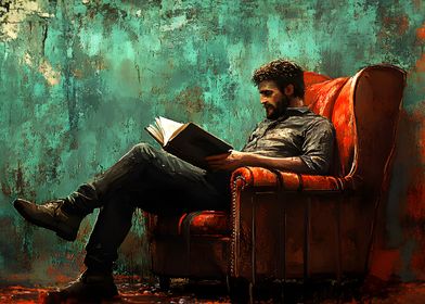 Man Reading in Armchair