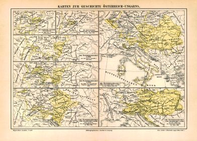 Poster Map History Austria-Hungary | Vintage