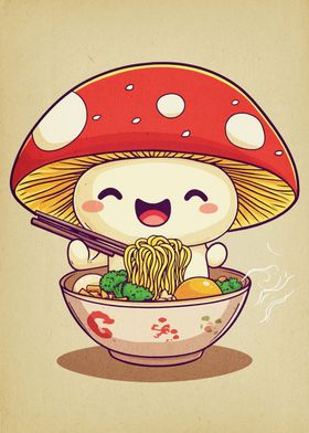 Mushroom Eating Ramen