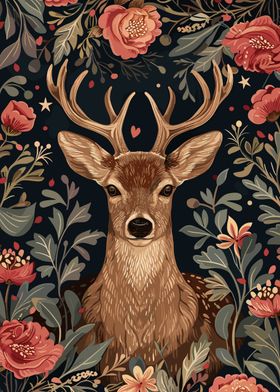 Floral Deer Portrait