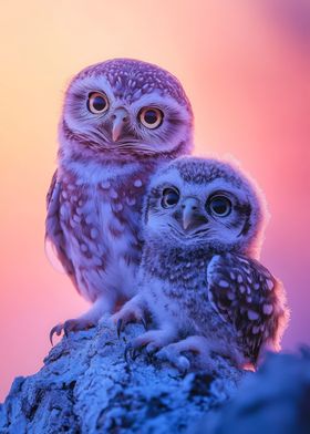 Two Owls on a Branch