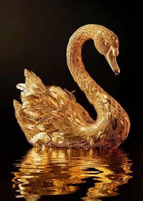 Golden Swan Sculpture