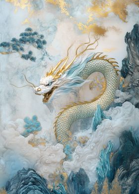 White Dragon in Clouds