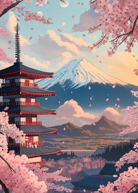 Mount Fuji and Pagoda