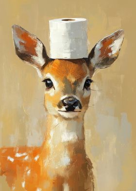 Fawn with Toilet Paper Hat