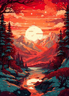 Mountain Sunset Landscape