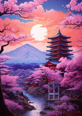 Japanese Pagoda Landscape