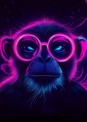 Neon Monkey Portrait