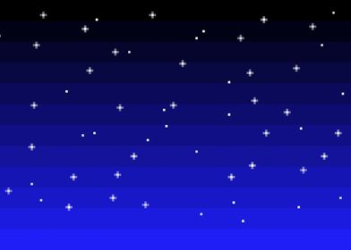 Pixel art night sky stars black to blue