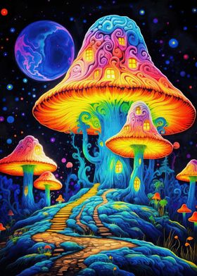 Psychedelic Mushroom Forest