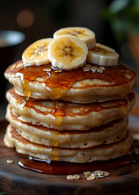 Banana Pancakes with Syrup