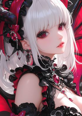 Anime Vampire Girl with Red Eyes