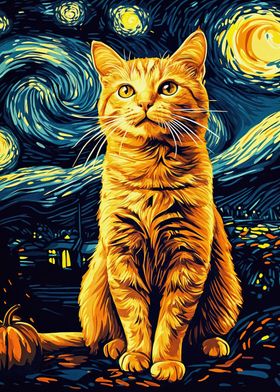 Cat in Starry Night