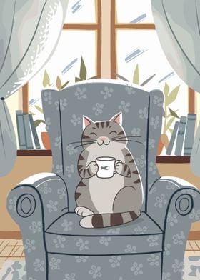 Cozy Cat in Armchair