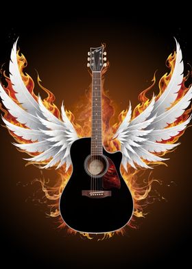 Guitar with Wings of Fire